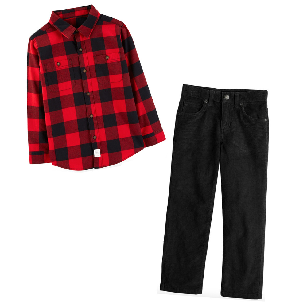 Carter's Buffalo Flannel Shirt & Cordory Pant Set